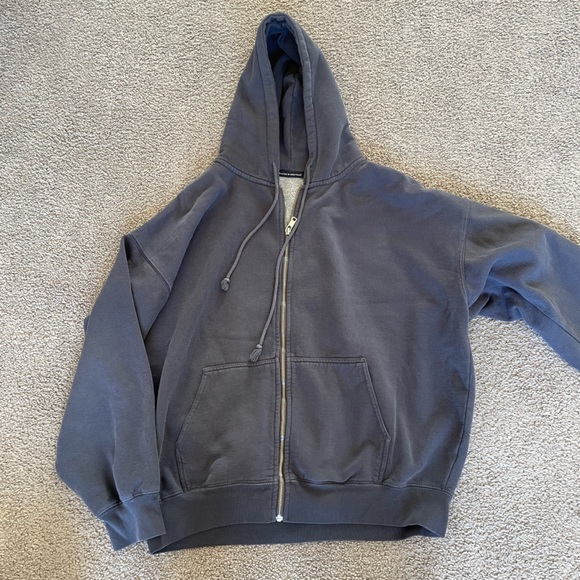 Brandy Melville Blue Gray Christy Zip-Up Hoodie - Picture 1 of 2